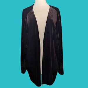 Jamie Nicole Collection Vintage Dark Brown Velvet Embellished Cardigan Preowned